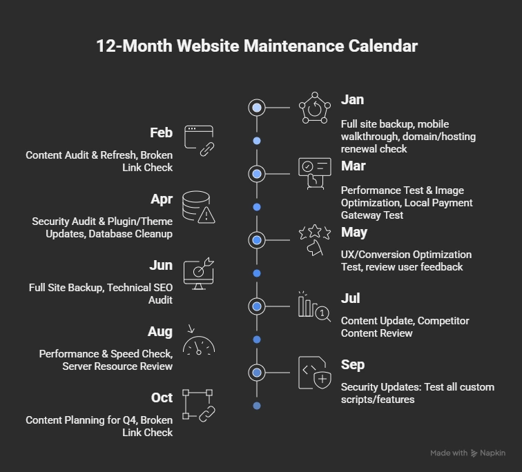 website maintenance calendar